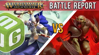 Lumineth Realm-Lords vs Flesh-Eater Courts Age of Sigmar 3rd Edition Battle Report Ep 142