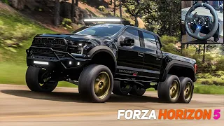 Hennessey Velociraptor 6X6 Offroading | Forza Horizon 5 | Steering Wheel Gameplay