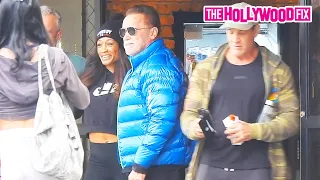 Arnold Schwarzenegger Makes Time For The Ladies While Stopping By Gold's Gym In Venice Beach, CA