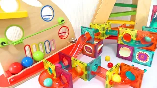 Marble Run Race ASMR☆3 colorful marble courses & big rolling balls