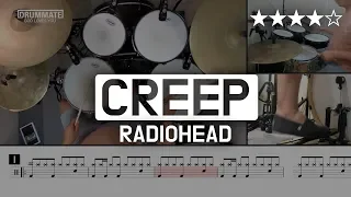 065 | Creep -  Radiohead (★★★★☆) Pop Drum Cover (Score, Lessons, Tutorial) | DRUMMATE