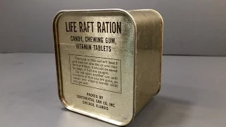 1940-1945 AAF Life Raft Ration MRE US Military Food Review Army Air Force Charms Candy Americana