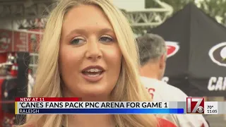 Hurricanes fans celebrate win to kick off NHL playoff run