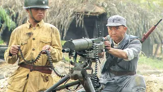 戰局遭日軍強勢壓制，國軍聯手共軍反擊，架重機槍全力掃射敵軍陣地！【抗日】