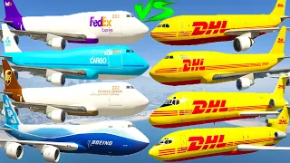 GTA V Every DHL Airplanes VS Every Boeing 747 Cargo Airplanes Best Longer Crash and Fail Compilation