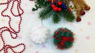 Новогодние шары из пенопластового шарика на елку |  DIY Christmas balls toys