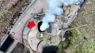 Drone Drop Grenade Into Hatch Of BMP-2