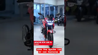 All new 2024 Tvs Apache RTR 160 2v obd2 model first impression red colour walkaround video #shorts