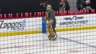 Vegas Golden Knights — Adin Hill gets roaring ovation when he enters practice