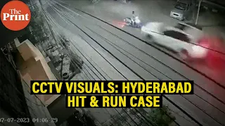 CCTV Visuals of Hyderabad Hit & Run case: Speeding Luxury car hits two-wheeler