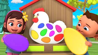 Little Baby Boy & Girl Fun Play Learning Colors for Kids with Wooden Eggs Hen Family Toy Set 3D Edu