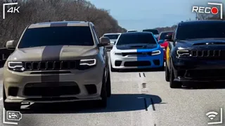 2 TRACKHAWKS AND 5 HELLCATS TAKE OVER HIGHWAY BACK TO ATLANTA