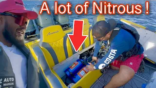 He put Nitrous on his Boat , 36 Avanti with triple 400R ‘s 100+MPH  WORLDS FASTEST CC AVANTI ??