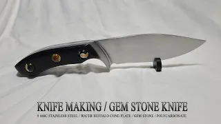 KNIFE MAKING / GEM STONE KNIFE 수제칼 만들기 #98