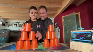 Sport Stacking Child/Parent doubles personal Best Dana & Papa 9.289s