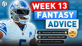 Live: Week 13 Lineup Advice | Injuries, Matchups and More (2023 Fantasy Football)