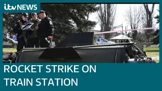 At least 50 killed after rockets hit Ukraine station evacuating civilians | ITV News