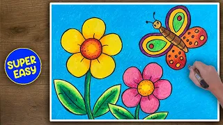 How to Draw Easy "FLOWER" & "BUTTERFLY" – Super Easy Step by Step Lesson I #flower #butterfly