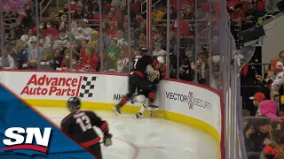 Brendan Smith Leaves Feet With Elbow-First Hit on David Pastrnak