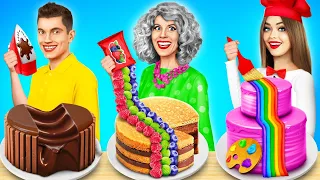 Me vs Grandma Cooking Challenge | Who Wins in Cake Decorating Challenge by YUMMY JELLY