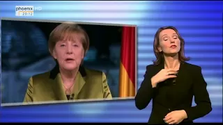 Neujahrsansprache von Bundeskanzlerin Merkel - mit Gebärdensprache.