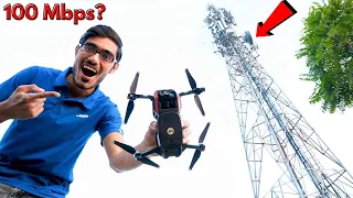 मोबाइल टावर के ऊपर कितनी इंटरनेट स्पीड आएगी? Testing Internet Speed Using Drone |