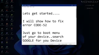 FIX ERROR CODE 52 Window11