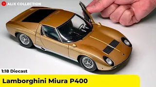 Unboxing Golden Lamborghini Miura P400 1:18 Diecast Model Car by Kyosho (4K)