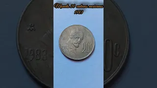 Moneda antigua 20 centavos mexicanos Francisco I. Madero 1983