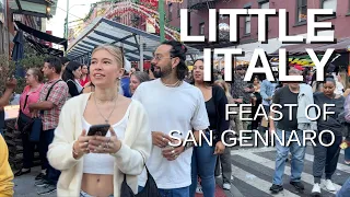 NEW YORK CITY Walking Tour [4K] - LITTLE ITALY CROWDED !!! - Feast of San Gennaro