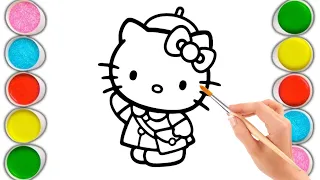 Draw and Color Hello Kitty | Easy Drawing, Painting & Coloring for Nursery Activity Videos Easy Draw