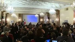 Marine Le Pen speech interrupted by Femen protester