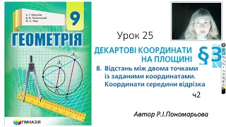 9 клас. Відстань між двома точками із заданими координатами. Координати середини відрізка ч2