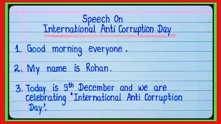Speech On International Anti corruption Day/Speech On Corruption Day/Speech on corruption/Corruption