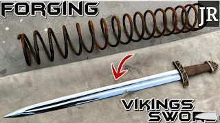 Forging a viking_s age sword out of rusted coil springs