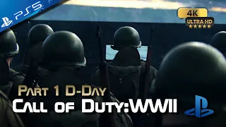 CALL OF DUTY: WWII💥(PS5)🎬Part 1 D-DAY Gameplay Walkthrough (4K UHD) No Commentary