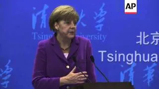 German Chancellor Merkel delivers speech at Tsinghua University