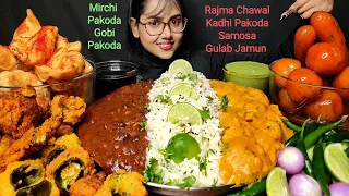 Eating Rajma Chawal, Kadhi Pakoda, Samosa, Gulab jamun | Big Bites | Asmr Eating | Mukbang