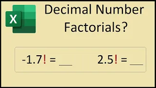 Factorial of Decimal Numbers in Excel (Gamma Function)