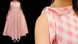 🌹 You don't have to be a tailor to sew this dress | cutting and sewing dress this way is easy