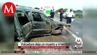 Volcadura deja un muerto y 4 heridos en Veracruz