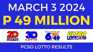 Lotto Result March 3 2024 9pm PCSO