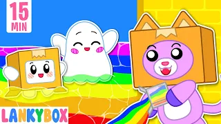 LankyBox Creates Rainbow Jello Pool - Can You Swim In Jello? | LankyBox Channel Kids Cartoon