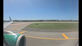 Frontier Airlines A320NEO, pushback, taxi and takeoff from Ponce, Puerto Rico (PSE)