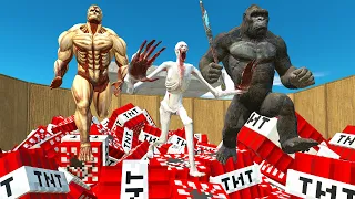 MONSTERS JUMP OVER NEW DYNAMITE HOLE - Animal Revolt Battle Simulator