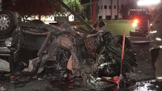 Car Obliterated In Horrific Single Vehicle Wreck, 2 Critically Injured | Riverside