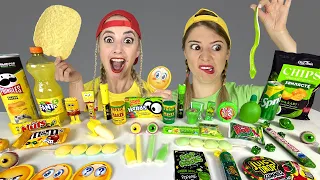 Mistery Mukbang Yellow VS Green Food Challenge 그린 블루 푸드 챌린지 By MIU