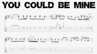 Guns N' Roses - YOU COULD BE MINE - Guitar Solo Tutorial (Tab + Sheet Music)