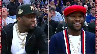 Floyd Mayweather & 50 Cent at Game 2 - Warriors vs Kings