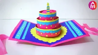 DIY-Beautiful Handmade Happy Birthday Card | 🎂3D Cake Pop Up Card | Artsy Madhu 35